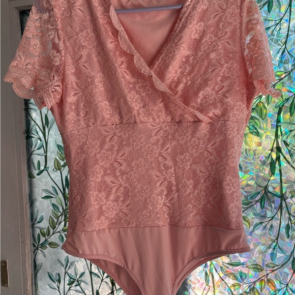 SHEIN Tops - SHEIN‎ Blush Lace Bodysuit
